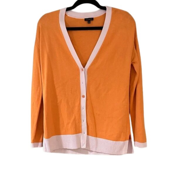 Talbots Sweaters - Talbots Orange & Light Pink Colorblock Cardigan Sweater